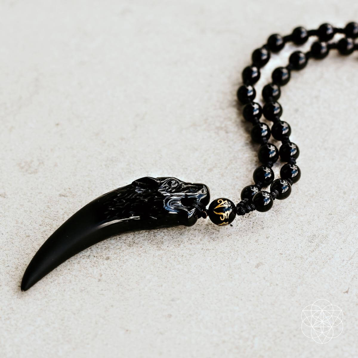 Obsidian Wolf Protection Pendant