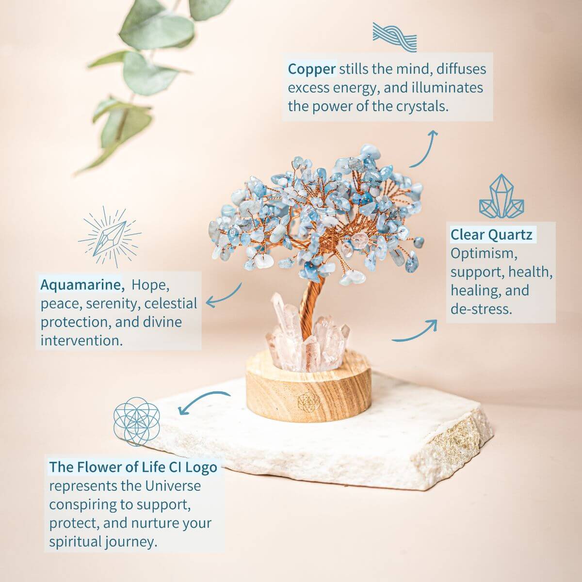 Guardian Angel-Aquamarine Tree Lamp