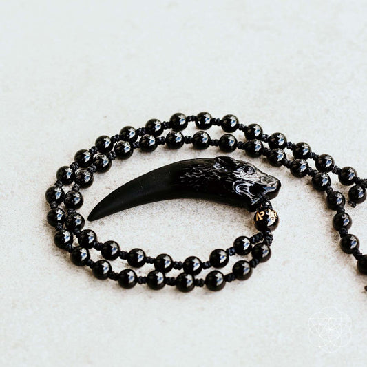 Obsidian Wolf Protection Pendant