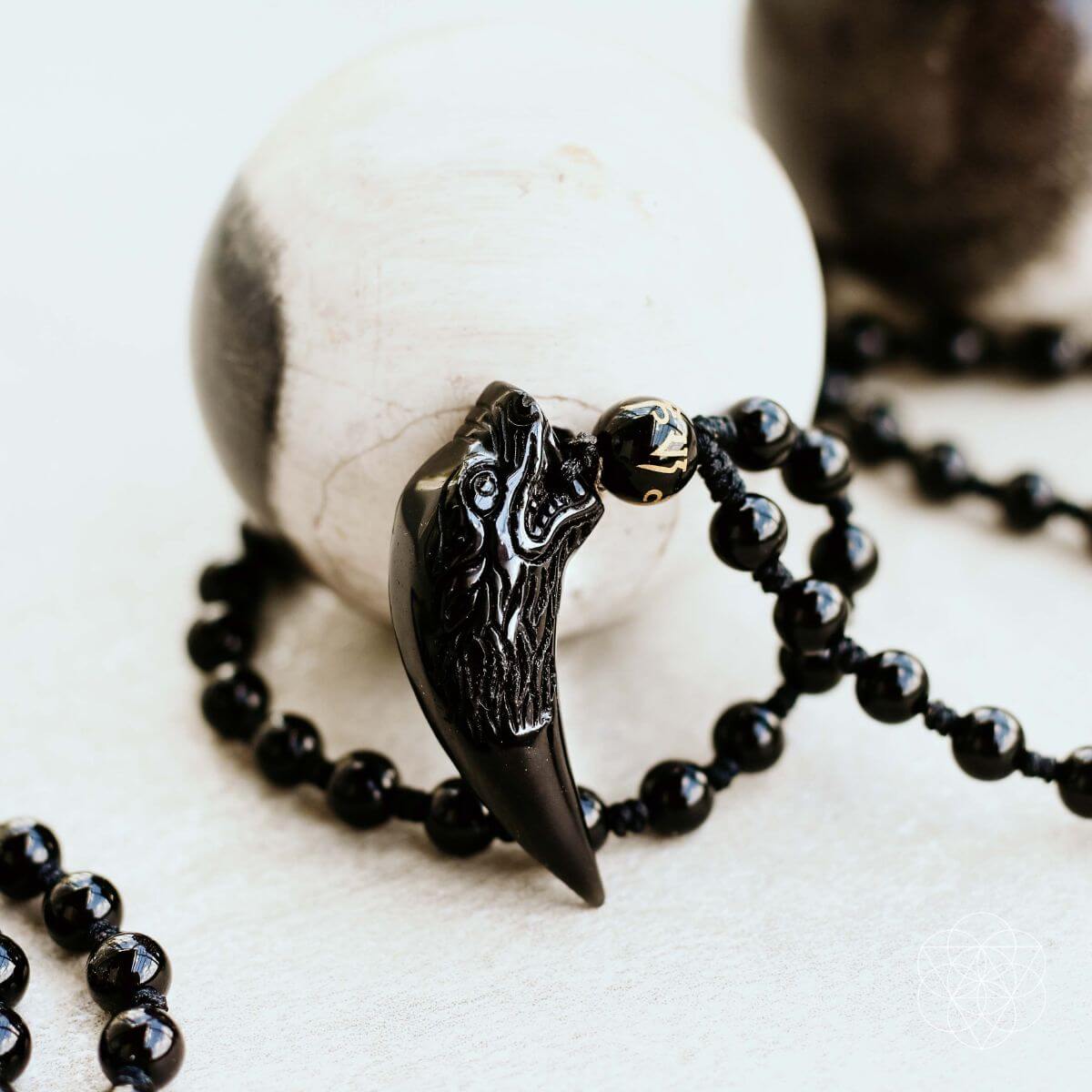 Obsidian Wolf Protection Pendant